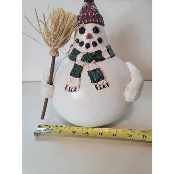 Snowman Gourd Folk Art Figurine 1988 Enesco Vicki Thomas Signed "Read" - Picture 9 of 13